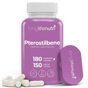 Pterostilbene dodatek 150mg, Elevate Cellular Energy, 180 Vegan Kapsle, 3 Měsíční dodávky, Čisté organické Pterostilbene Extract, Made in USA, Non GMO, Clean Label, Easy Swallow Antioxidant Support