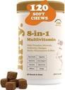 8-in-1 Multivitamin Dog dodatek Larry current 124; Srdce, Digestion, Játra, Kůže, Kabát, a společná podpora doplněk pro psy current 124; s vitamíny, Minerály, Omegas, & Glucosamine Chondroitin curren124; 120 Soft Chews
