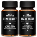 Live Beard Beard Boost - Vousy růstové vitamíny pro muže s biotin, kolagen, silika, Fo-Ti kořene - Facial Vlasy růst pro muže, Vyrobeno v USA 124; 60- denní dodávky