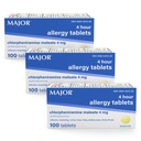 MAJOR 4 Mg Alergické tablety - Chlorfeniramin Maleate 4- hodinová alergická medicína - Antihistamin pro úlevu od kýchání, Itchy Watery Eyes, Itchy Throat, a Runny Nose - 100 Počet (3 balení)