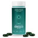 Iwi Omega-3, 30 Softgels (30 Služeb), Vegan Plant- Based Algae Omega 3 s EPA + DHA, Whole- Body Support Dietary Supplementary, Krill & Fish Oil Alternative, No Fishy Aftertact