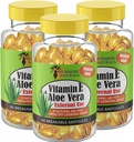 Sunshine Naturals Vitamin E a Aloe Vera Moisturizer. Hydratační Formule pro suchou pokožku, uklidňující pokožku, nurizaci a pokožku elasticitu. Podporuje měkkou a zdravě vypadající pleť. 60 lahviček. Balení po 3 ks