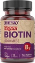 DEVA Vegan Biotin dodatek 6000 mcg - Easy- to- spolknout vitamín B7, malé tablety, 90 Počet