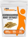 Bulksupplements.com Ashwagandha Root Extract Powder - Ashwagandha Dodatek, Bylinný dodatek - Vegan & Gluten Free, 600mg per Serving, 100g (3.5 oz) (Balení po 1)
