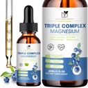 Magnesium Glycinát Tekuté Kapky Komplexní dodatek s Taurate, Malate for Calm, Leg Cramps, Energy CLAS124; Sugar- Free a Natural Vegan Magnesium, Borůvkový Flavor