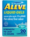 Aleve Pain Reliever & Fever Reducer Liquid Gels, Naproxen Sodná sůl, Relief bolesti, 20 Počet