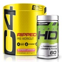 C4 Ripped & SuperHD, Termogenní pouzdro, C4 Ripped Pre Workout Powder, Malina Lemonade 30 Služeb + SuperHD s Capsimax a Zelený čaj Extract, 60 Služeb