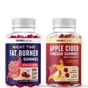 MAV NITRION Night Time Fat Burner Gummies a Apple Cider Ocet Gummies Cummea 124; Nighttime, Metabolismus Boost & Weight Management Gummy Bundle 124; 30 Servings Each