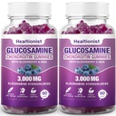 2 Balení 3000mg Glucosamine Chondroitin Gummies s MSM & Elderberry - Extra síla Společné zdraví, pružnost, Antioxidant Imunitní Supplement Gummy pro dospělé, Muži a ženy 120 Cts
