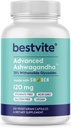 BESTVITE Advanced Ashwagandha 120mg w / Shoden (120 Vegetariánských kapslí) - Klinicky studované obsahující průmysl vedoucí 35% Witanolide Glycosids - No Stearates - Vegan - Non GMO - gluten zdarma