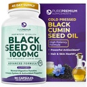 PurePremium Black Seed Oil 500mg - Organic Nigella Sativa Seeds, Cold Pressed Black Cumin Oil Extract - Příplatek na vlasy / kůži pro muže / ženy balení 90 Kapsle