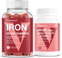 Vegan Iron Gummies + Iron Bisglycinate 30MG CLANE124; Vegan Iron Support Support Support for Blood Health & Daily Energy for People & Kids - 90 Count + 60 Count