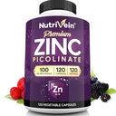 Nutriční Premium Zinek Pikolinát 100 mg - 120 Kapsle pro dospělé: Vysokoabsorpční zinek Pikolinát Doplňky - Základní nadání pro celkové Wellness - Max Biologická dostupnost