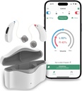 Sluchové pomůcky pro seniory dobíjecí, RIC 16 Channel Sluchátko s Bluetooth pro dospělé, Starší sluchové pomůcky s inteligentním hlukem zrušení, Digitální naslouchací pomůcky s APP Control, bílé