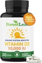 Vitamin ForestLeaf D3 50,000 IU vitaminu 124; VIT D - VIT D3 doplněk vitaminu D pro ženy a muže 124; zdraví kostí, zuby, imunitní podpora vitaminu 124; snadné spolknout pilulky 124; vysoká účinnost OEEKLY Dávka, 4- Rok Dodávka, 240 Caps