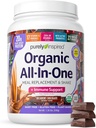 Čistě inspirovaný All-in- One Vegan Protein Powder for men & Women, Dekadent Chocolate (14 Servings) - Plant- Based Organic Protein Powder for Shakes & Smoothies - gluten- Free Nutritional Meal Replacement