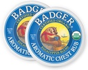 Badger Aromatic Chest Rub, 100% organický Vaporub w / Eucalyptus & Lavender Essential Oils to clear & Soothe, All- Natural Chest Congestion Relief for Dospělí & Kids, 2 oz Tin, 2-Pack