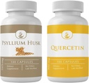 PURE ORIGINAL INGREDIENTS Psylium Husk & Quercetin Kapsle Bundle (100 Kapsle každý), Žádné přísady nebo Fillers, Laboratorní ověřené