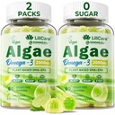 Omega 3 Gummies 2200mg z řepkového oleje (DHA 640mg & EPA 290mg) pro ženy a muže, Vegan Omega 3 Fish Oil Alternative, w / CoQ10, Astaxanthin, Vitamin A, E, D3 pro mozek, Oko, Antioxidant, Sugar Free 2Packs