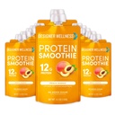 Designer Wellness Protein Smoothie, Real Fruit, 12g Protein, Low Carb, Zero Added Sugar, Gluten- Free, Non- GMO, No umělé barvy nebo vůně, Peach Mango, 12 Počet