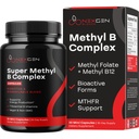 Methylovaný doplněk vitaminu B - Bioactive Methyl B Complex with 5-MTHF Methyl Folate & B12 Methylkobalamin for Brain Heart Energy & Homocystein Support - Super Vitamin B Complex (30 count)