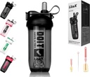 Lahvičky na proteinové třepačky, 26oz Blender Shaker Lahvička na předcvičení, Shaker Cupy se Straw, BPA- zdarma Tritan míchačky na proteinový prášek, s kartáčem a Návod (Black)