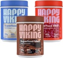Happy Viking Chocolate, Vanilla a Strawberry Powder, by Venus Williams, 20G Protein, Low Carb, Keto, Vegan, gluten- Free, Superfoods, Kompletní strava náhrady, 3 Canysters (24 oz. Každý)