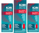 Kori Krill Oil Omega 3 dodatek, Antarktida Kril Oil s Superior Absorpce vs Fish Oil, 1200mg Softgels, 30 Softgels, EPA & DHA (balení po 3)