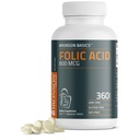 Bronson Folic Acid 800 MCG podporuje prenatální vývoj, 1 rok dodávky, Non- GMO, 360 tablet