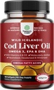 Islandské Cod Equipment Oil Softgels - Wild Caught EPA DHA Omega 3 Fish Oil 1000mg na porci - Supplementary Sourced Burless Fish Oil Supplementary with Vitamin D3 & A for Heart Joint Brain & Imunitary Support