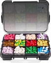 Fullicon Daily Travel Moisture Proof Pill Pouzdro s 12 extra velké kompartment, Pořadatel pilulek s 3 zabezpečené spony, Velký doplněk box pro vitamín s odstranitelnými děliče (Black)