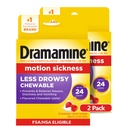 Dramamin Žvýkačka méně utopený, Motion Nemoc Relief, Malina Cream Flavor, 12 Počet, 2 Pack