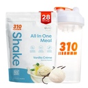 310 Nutrition All- in- One Meal Replacement Shake Powder w / Shaker Cup Starter Kit - High Protein Fiber Rich Vegan Superfood Blend - Sugar- Free, Keto & Paleo Friendly, Low Carb - Vanilla Creme 28 srv