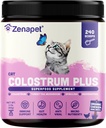 ZENAPET Cat Colostrum Plus Premium Powder Topper, Imunitní a stravitelný doplněk zdraví, 240 Servings (8- Month Supply), Podporuje pleť & Coat, Made in USA