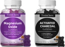Activated Charcoal Gummies 400mg, Magnesium Oxide Gummies 500 mg Cukr zdarma pro dospělé a děti, Rychlejší čištění, Detox, Reliéf plynu, Gut & Oral Health, Nejlepší Mg Form for 'Digestion'
