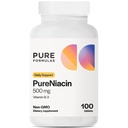 Purexas Pure Niacin - Vitamin B3, 500 mg Okamžité uvolnění Niacin 500 mg - Nikotinová kyselina 100 tablet - Non- GMO B3 Vitamíny Niacin dodatek