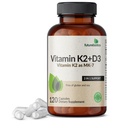 Futurebiotika Vitamin K2 (MK7) s doplňkem D3 - Non- GMO Formule - 5000 IU Vitamin D3 & 90 mcg Vitamin K2 MK-7, 120 Vegetariánské kapsle