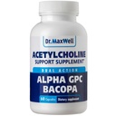 Acetylcholin, Alpha GPC Choline 600mg + Bacopa, lepší než každý sám. Spolehlivější Acetylcholin (Podporuje paměť & učení) Dodatek, 60 Kapsle