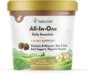 NaturVet All- in- One Dog Dodatek - pro společnou podporu, Digestion, Kůže, Coat Care - Pes Multivitamíny s minerály, Omega-3, 6, 9 - Wheat- Free Vitamíny pro psy - 60 měkkých žvýkaček