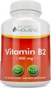 Čistě holistický vitamin B2 Riboflavin 400mg - 240 Veganových kapslí, 8 měsíční dodávka - Vysoká síla B2 vitaminy - Non GMO & gluten zdarma - Podporuje výrobu energie a buněčné zdraví