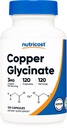 Nutricost Copper Glycinate Kapsle (120 Kapsle, 3MG Měď na Serving) - Non GMO, Vegan
