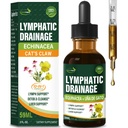 Cleavers Lymfatické odvodnění Kapky Vylepšení Lympha Systém Detox Cleanse, Echinacea, Mléko Thistle, Cats Claw, Turmeric, Pampelion, Burdock Imunitative Supplement. 2oz