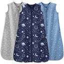 Baby Sleep Sack 12-18 Měsíce 3 Pack 100% bavlna Lehký 0.5 TOG Nositelný deka Baby Sleep Bag s 2-Way Zip pro kojence Toddler Blue