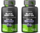 ORZAX Black Seed Oil 1000 mg Organic Cold Pressed Capsules for Hair, Skin, and Joints - Rich in Omega 3 6 9 - Non- GMO, Gluten Free - (90 Soft Gel Capsules) (Balení po 2)