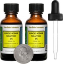 Lugol 's jód / 2% Solution / 2 Oz in Two Amber Glass Bottles / Free Droppers / USA