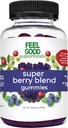FeelGood Superfoods Super Berry Multivitaminové doplňky, Acai, Amla, Lingonberry, Maki, Borůvky a Aronia Berry Gummies, Berry Flavor, Vegan, Non- GMO, 60 Počet