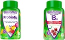 Vitafuze Probiotické Gumové doplňky, Maliny, Peach a Mango Flavors & Extra síla Vitamin B12 Gummy Vitamíny