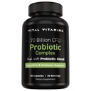 Vitální vitaminy Probiotický komplex pro muže a ženy - 70 miliard CFU - Vyrobeno s prebiotickou směsí - Stravovací, Gut Health, & Imunitní podpora - Výkonná směs 10 zákrutů - 30 Kapsle