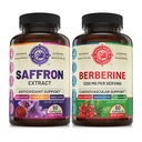 Čisté Saffron Extract & Premium Berberine Bundle (Jedna láhev každý). Podporuje Mood, Energy Boost, Metabolické funkce. USA Made.