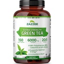 Zazzee Extra Strength Green Tea 20: 1 Extract, 6000 mg Strength, 50% EGCG, 98% Polyfenoly a 80% Catcehiny, 150 Vegan Kapsle, 5 měsíční dodávka, standardizované a koncentrované 20X potence, Non- GMO